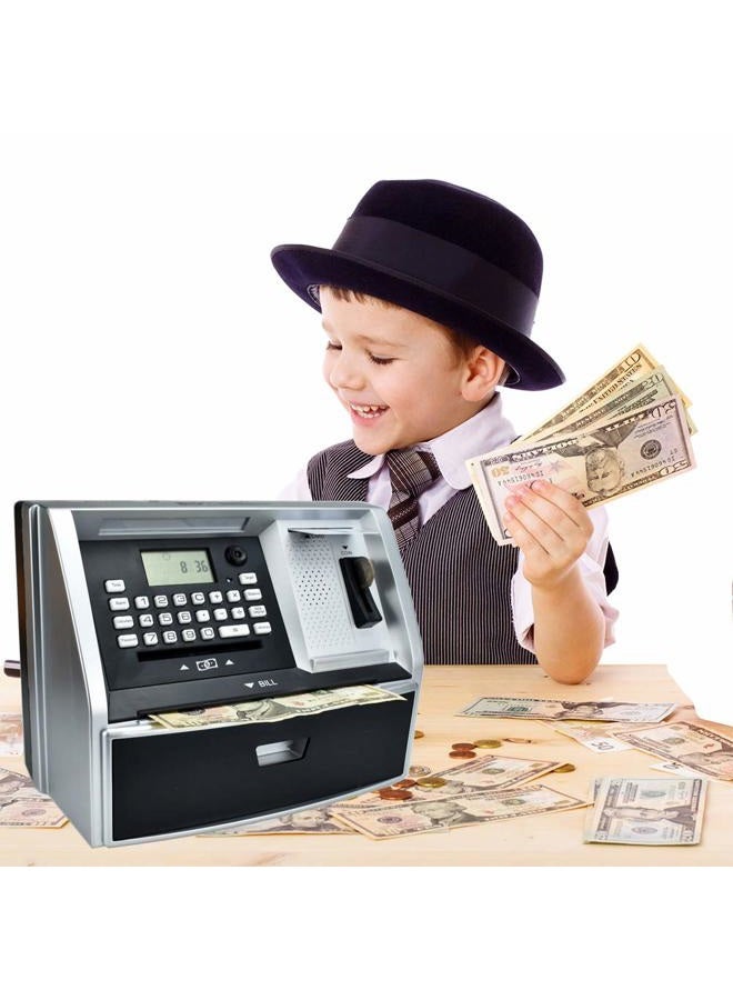 Like Talking ATM Savings Bank, Digital Piggy Bank, ATM Money Coins Machine for Kids Birthday Gift (Silver/Black) - Image 4
